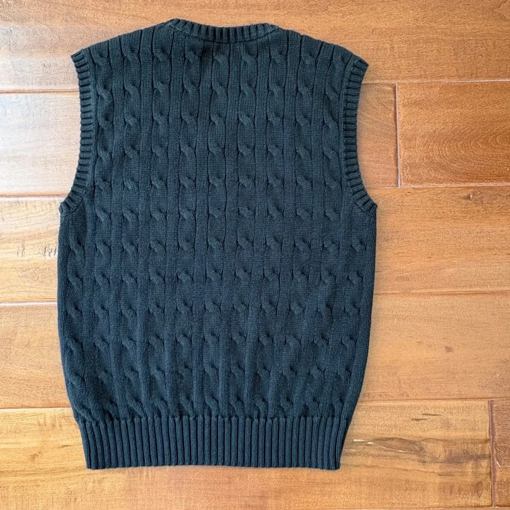 Polo Ralph Lauren Cable Knit Sweater Vest Boys Size 8 Navy Blue Preppy